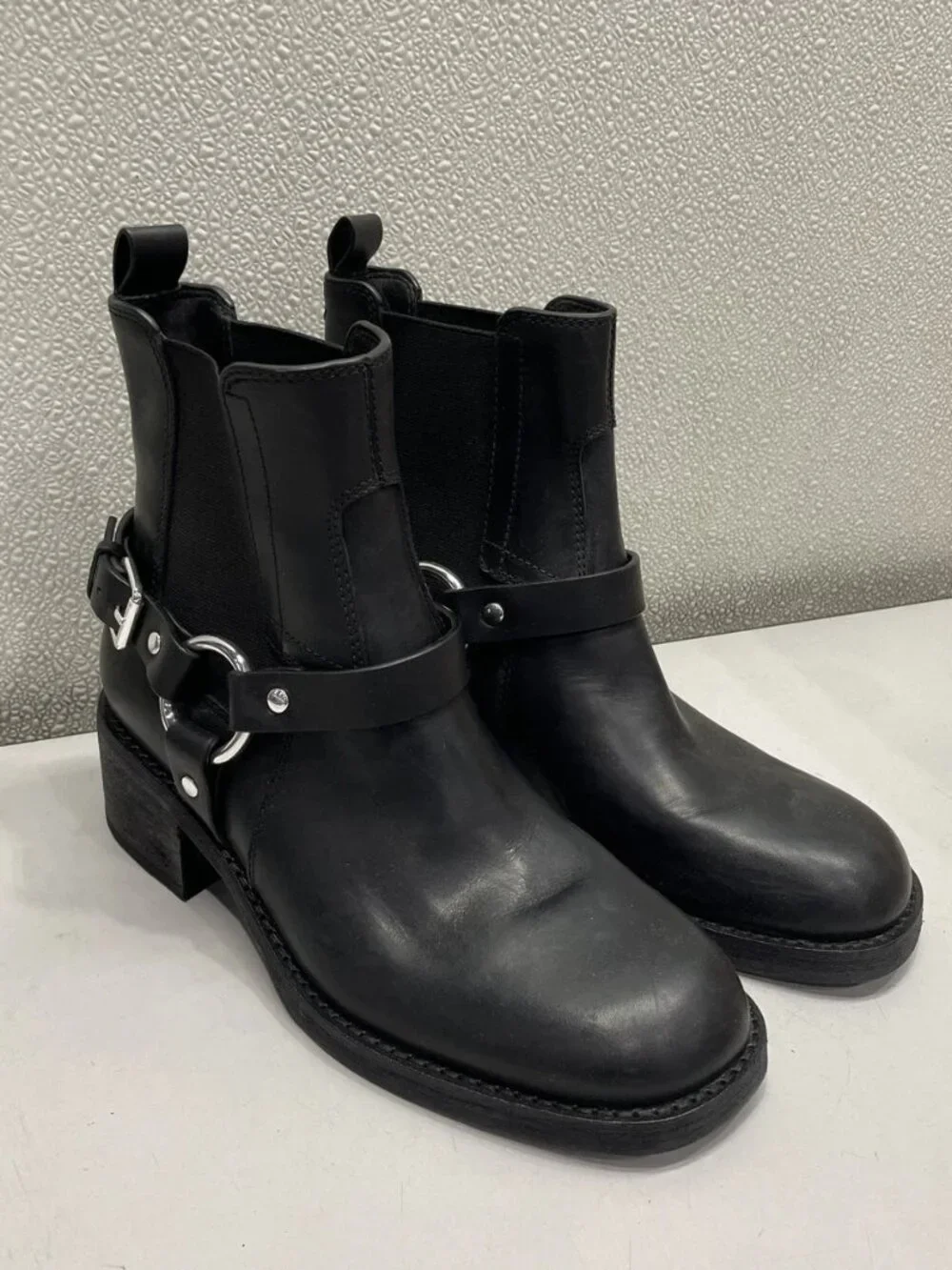 Tory Burch Leather Moto Boot Women's US 7M, Perfect Black